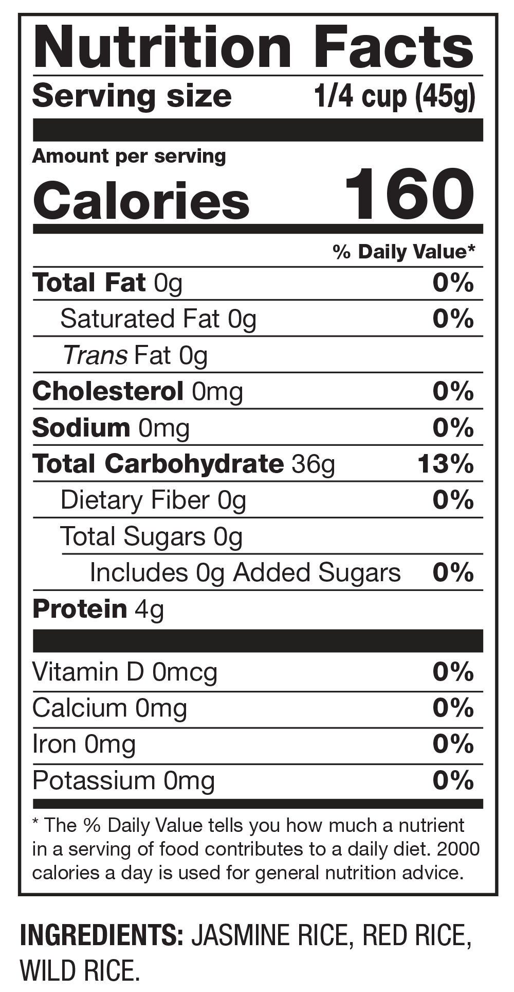 Nutrition Facts Jasmine with Red & Wild Rice