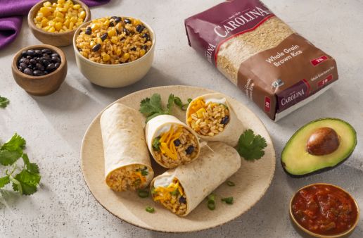 brown rice and black bean wrapped burritos