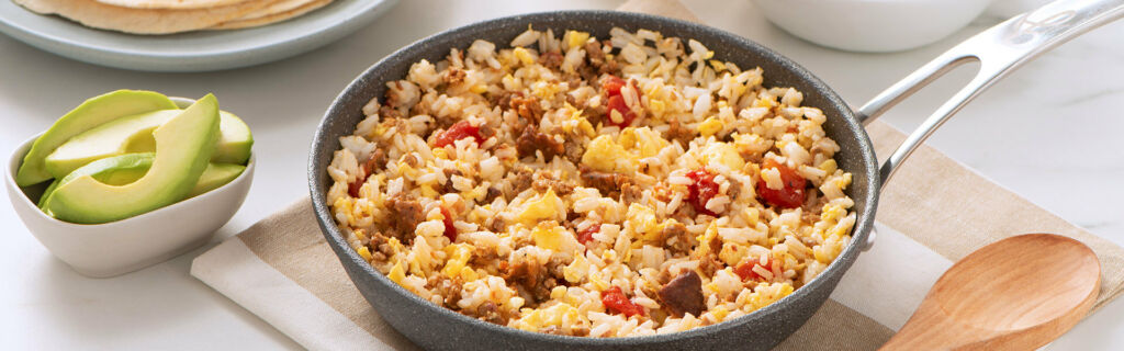 Chorizo and Rice Breakfast Scramble