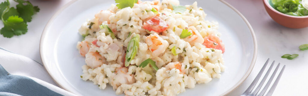 Cilantro Cream Risotto with Shrimp