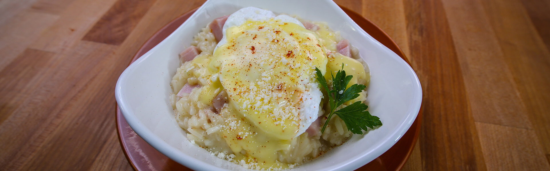 Eggs Benedict Risotto with Easy Hollandaise