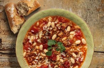 Tuscany Rice & Bean Soup with bread