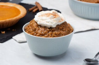 Pumpkin Spice Latte Rice Pudding with Cinnamon and Whipped Cream
