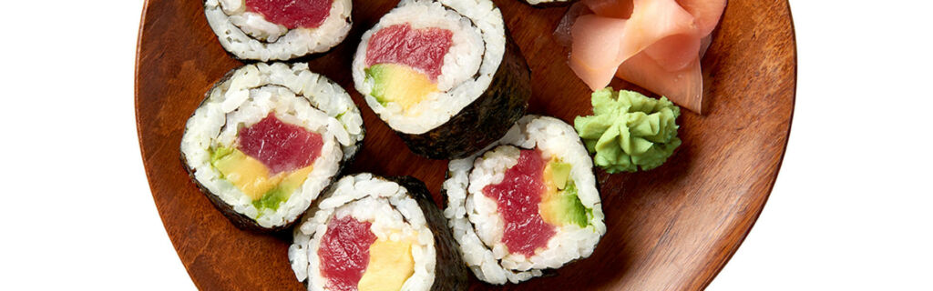 Sushi from Authentic Grains with avocado and tuna