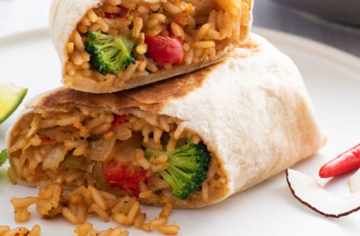 Thai Coconut Curry rice with Chicken in a Burrito