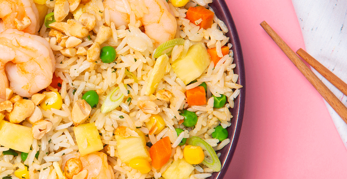 Shrimp Fried Rice with Egg & Pineapple