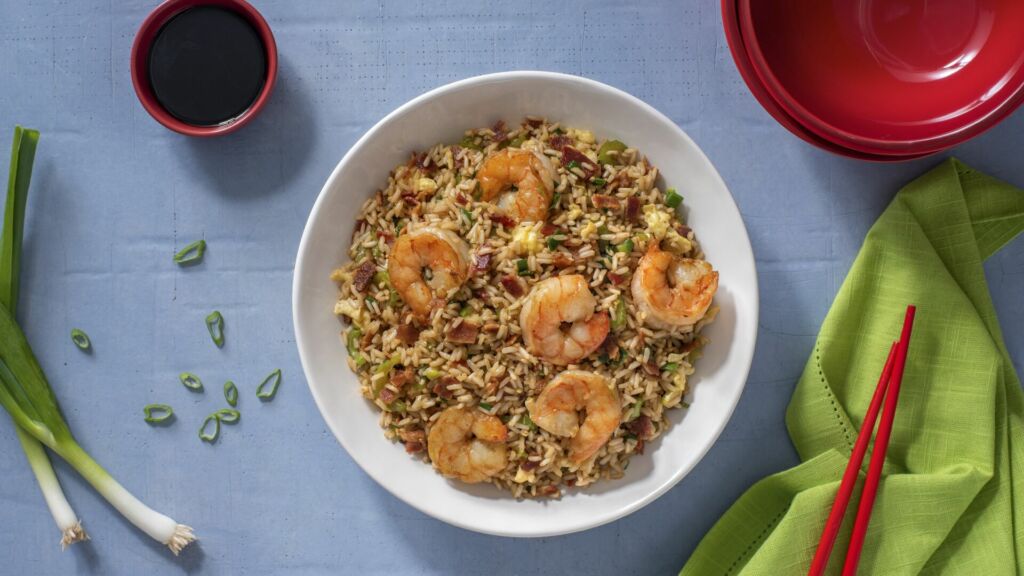 Bowl of Bacon and Shrimp Fried Rice