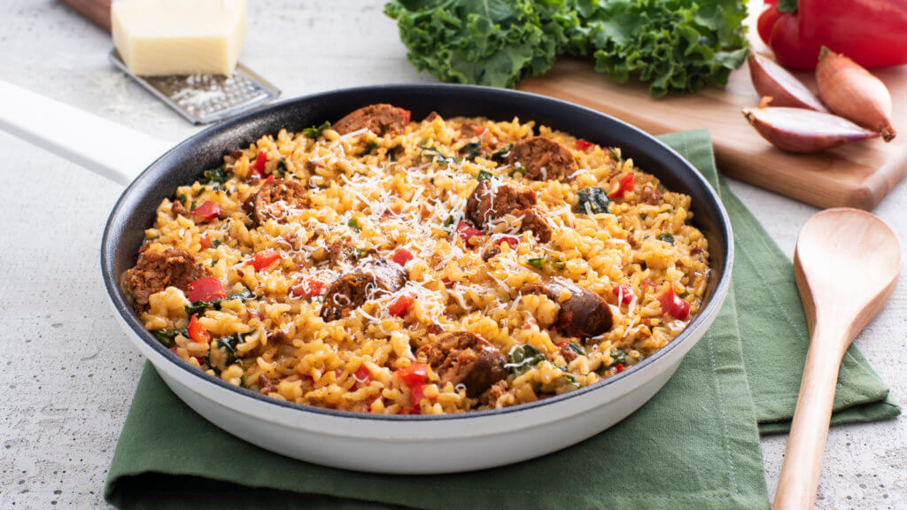 Risotto Jambalaya con kale