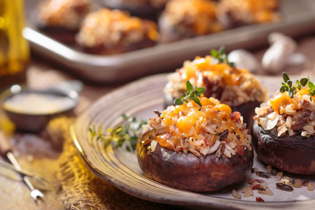 Wild Rice & Sausage Stuffed Portobello Mushrooms