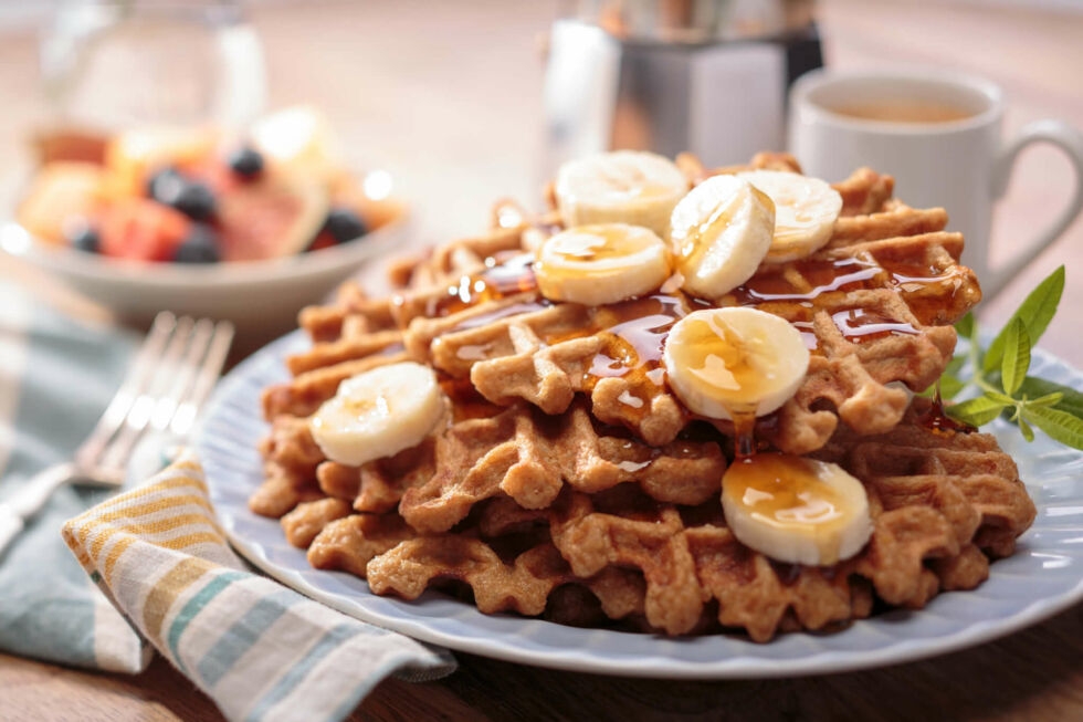 Gaufres au riz blanc et à la banane sans gluten