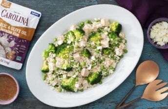 Green Rice Salad with chicken and broccoli