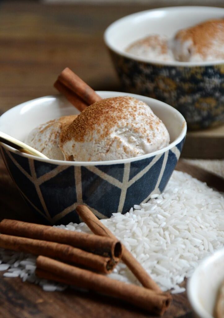 Horchata Ice Cream Scoops with cinnamon