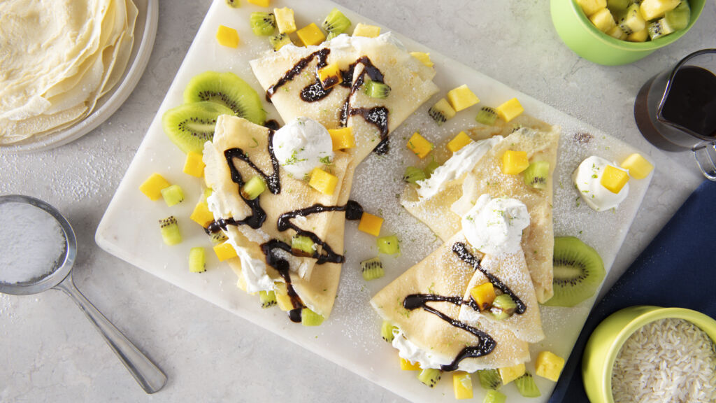 Rice-crepes-with-mango-pineapple-kiwi-lime-white-rice-and-coconut-cream