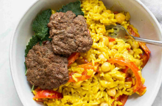 beef curry rice burger bowls
