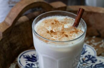Glass of horchata with cinnamon