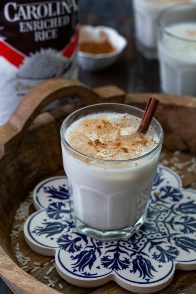 Glass of horchata with cinnamon