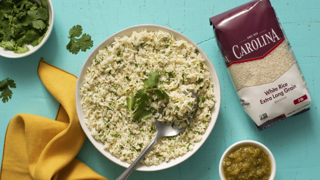 Salsa verde rice with white rice