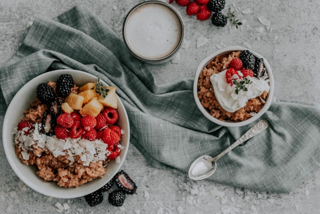 Spiced-Breakfast-Rice-Bowl-with-Fresh-Fruit-and-Coconut-shaves