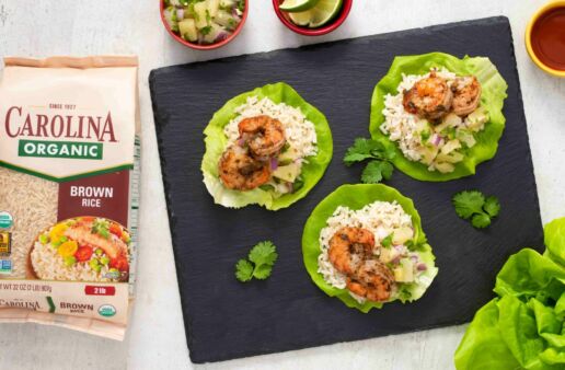 lettuce-wraps-with-organic-brown-rice-jerk-shrimp-and-pineapple-sauce