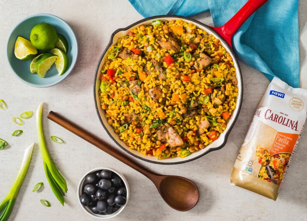 caribbean-style-jerk-chicken-paella-with-pigeon-peas