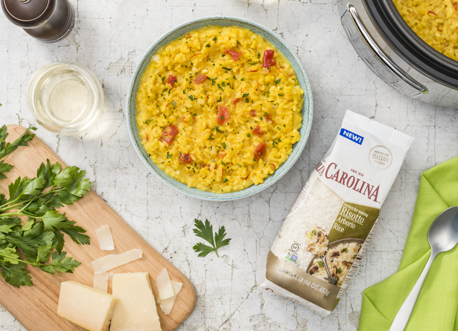 rice-cooker-creamy-saffron-risotto-made-with-arborio-rice-and-Parmesan-cheese