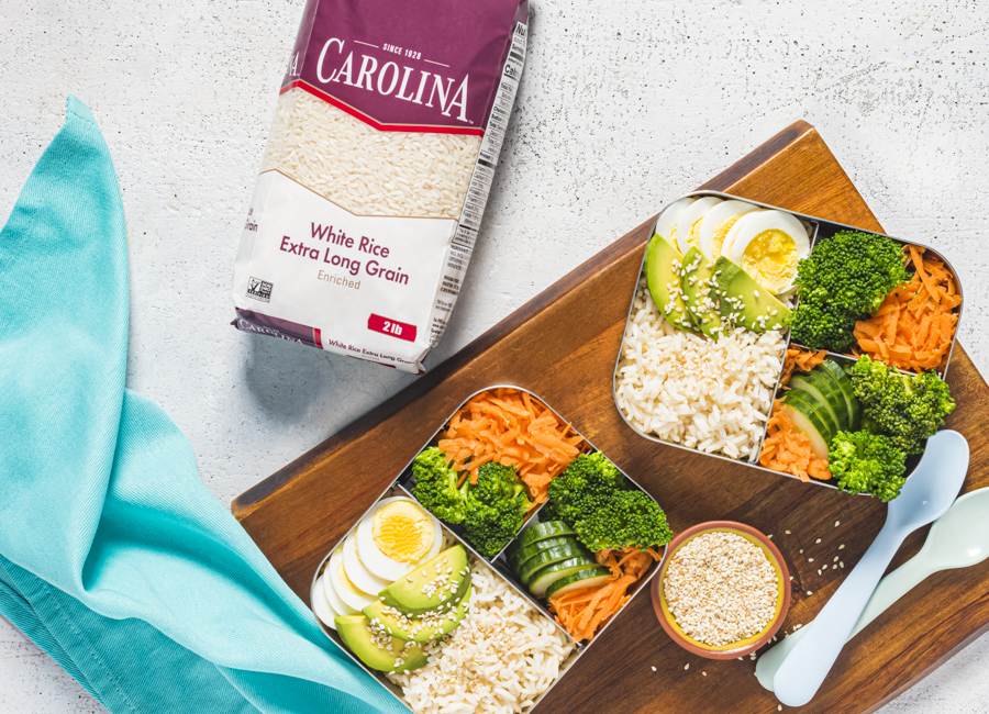 Back-to-School Bento Box with Rice and Veggies