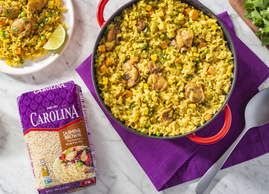 Arroz integral con verduras y pollo