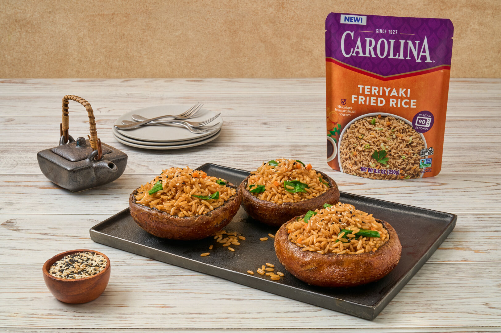 Grilled Portobello Mushrooms with Teriyaki Rice
