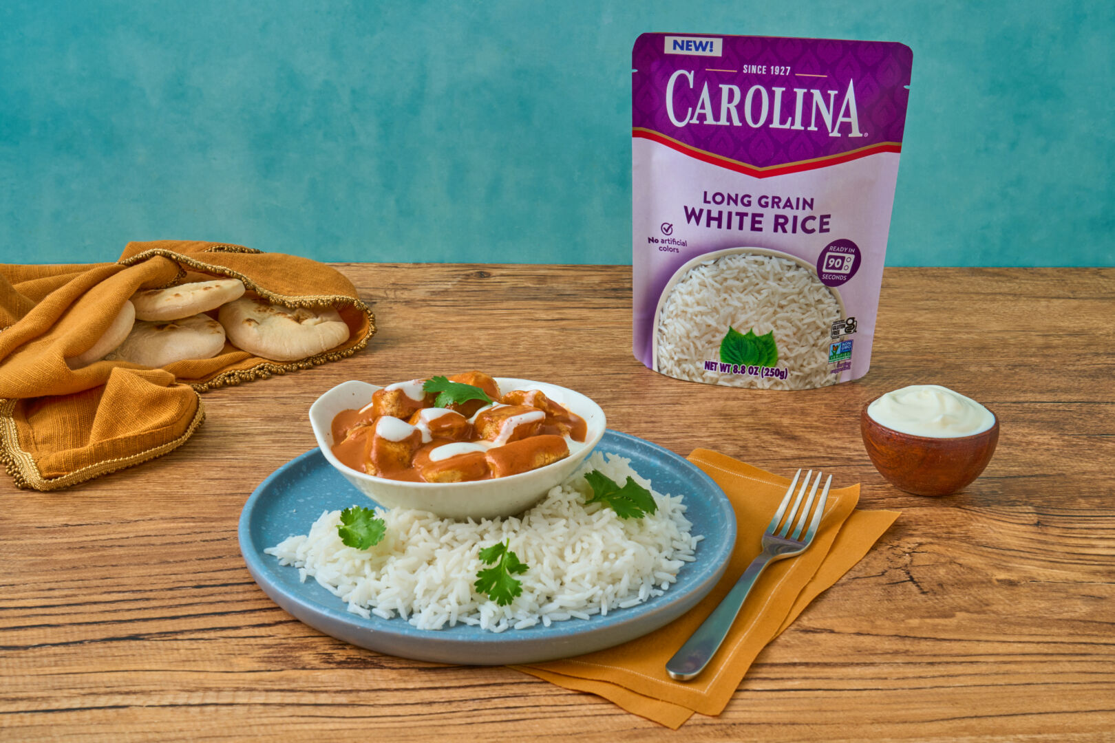 Butter Chicken with White Rice and Yogurt